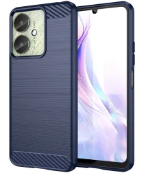 Xiaomi Poco M6 Hoesje Geborsteld TPU Flexibele Back Cover Blauw