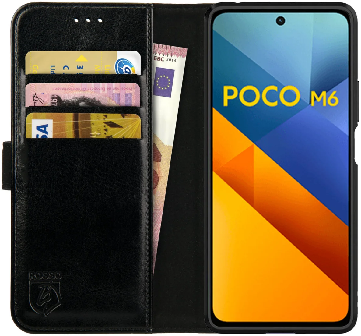 Rosso Element Xiaomi Redmi 13 4G / Poco M6 Hoesje Book Case Wallet Zwart afbeelding 1