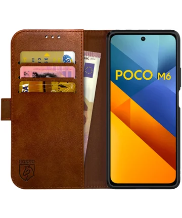 Rosso Element Xiaomi Redmi 13 4G / Poco M6 Hoesje Book Case Wallet Bruin Hoesjes