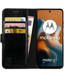Rosso Element Motorola Moto G34 Hoesje Book Case Wallet Zwart