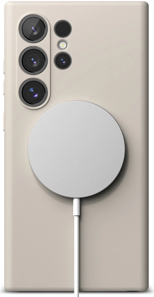 Ringke Silicone Samsung Galaxy S24 Ultra Hoesje MagSafe Beige afbeelding 15