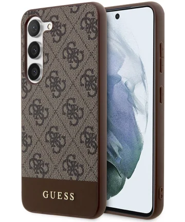 Guess Samsung Galaxy S24 Hoesje Hard Case 4G Logo Bruin Hoesjes