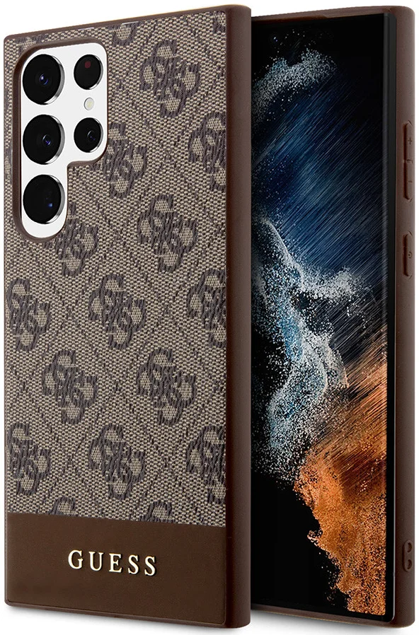 Guess Samsung Galaxy S24 Ultra Hoesje Hard Case 4G Logo Bruin afbeelding 1