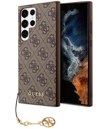 Guess Samsung Galaxy S24 Ultra Hoesje Charm Back Cover Bruin Hoesjes
