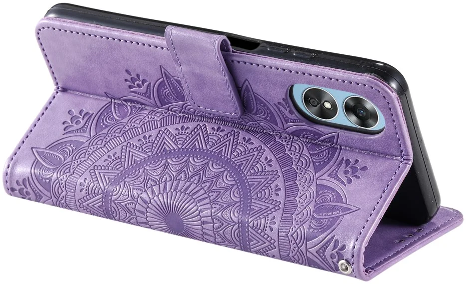 Oppo A78 4G Hoesje Mandala Book Case met Pasjeshouder Paars afbeelding 4