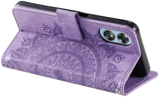 Oppo A78 4G Hoesje Mandala Book Case met Pasjeshouder Paars afbeelding 4