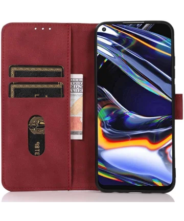 KHAZNEH Oppo A58 4G Hoesje Retro Wallet Book Case Rood Hoesjes