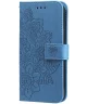 Oppo A58 4G Hoesje Bloemen Book Case met Pasjeshouder Blauw