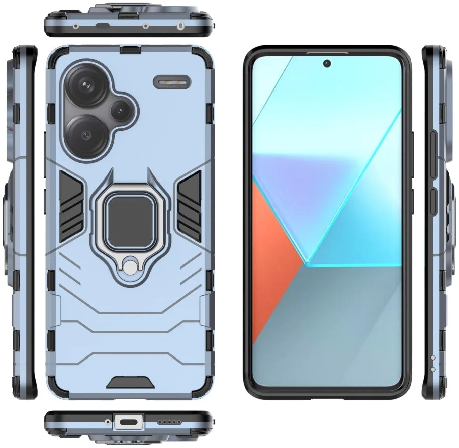 Xiaomi Redmi Note 13 Pro Plus Hoesje Magnetische Kickstand Ring Blauw afbeelding 5