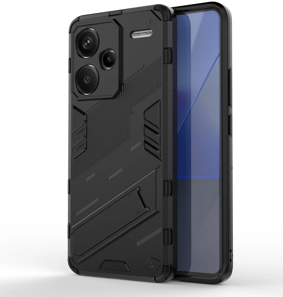 Xiaomi Redmi 13 Pro Plus Hoesje Shockproof Kickstand Back Cover Zwart afbeelding 1