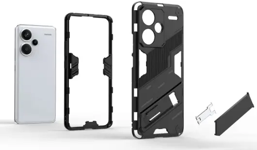 Xiaomi Redmi 13 Pro Plus Hoesje Shockproof Kickstand Back Cover Zwart afbeelding 2