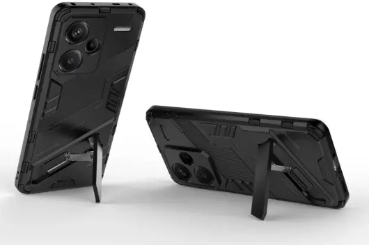 Xiaomi Redmi 13 Pro Plus Hoesje Shockproof Kickstand Back Cover Zwart afbeelding 3