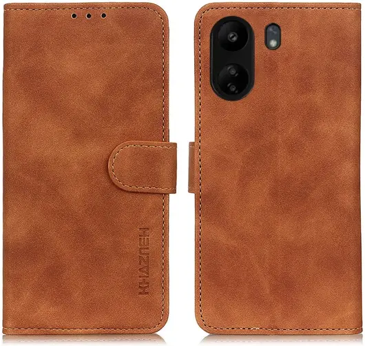 KHAZNEH Xiaomi Redmi 13C / Poco C65 Hoesje Retro Wallet Book Case Bruin afbeelding 2