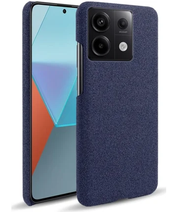 Xiaomi Redmi Note 13 Pro 5G / Poco X6 Hoesje Stoffen Back Cover Blauw Hoesjes