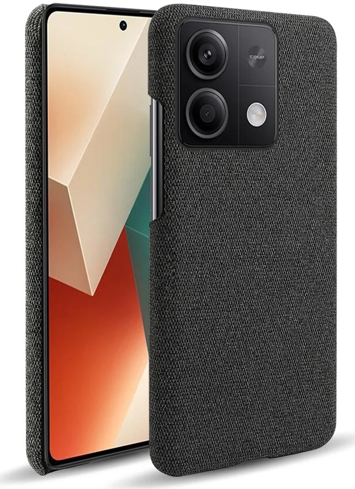 Xiaomi Redmi Note 13 5G Hoesje met Stoffen Afwerking Back Cover Zwart afbeelding 1