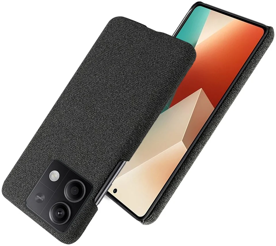 Xiaomi Redmi Note 13 5G Hoesje met Stoffen Afwerking Back Cover Zwart afbeelding 2