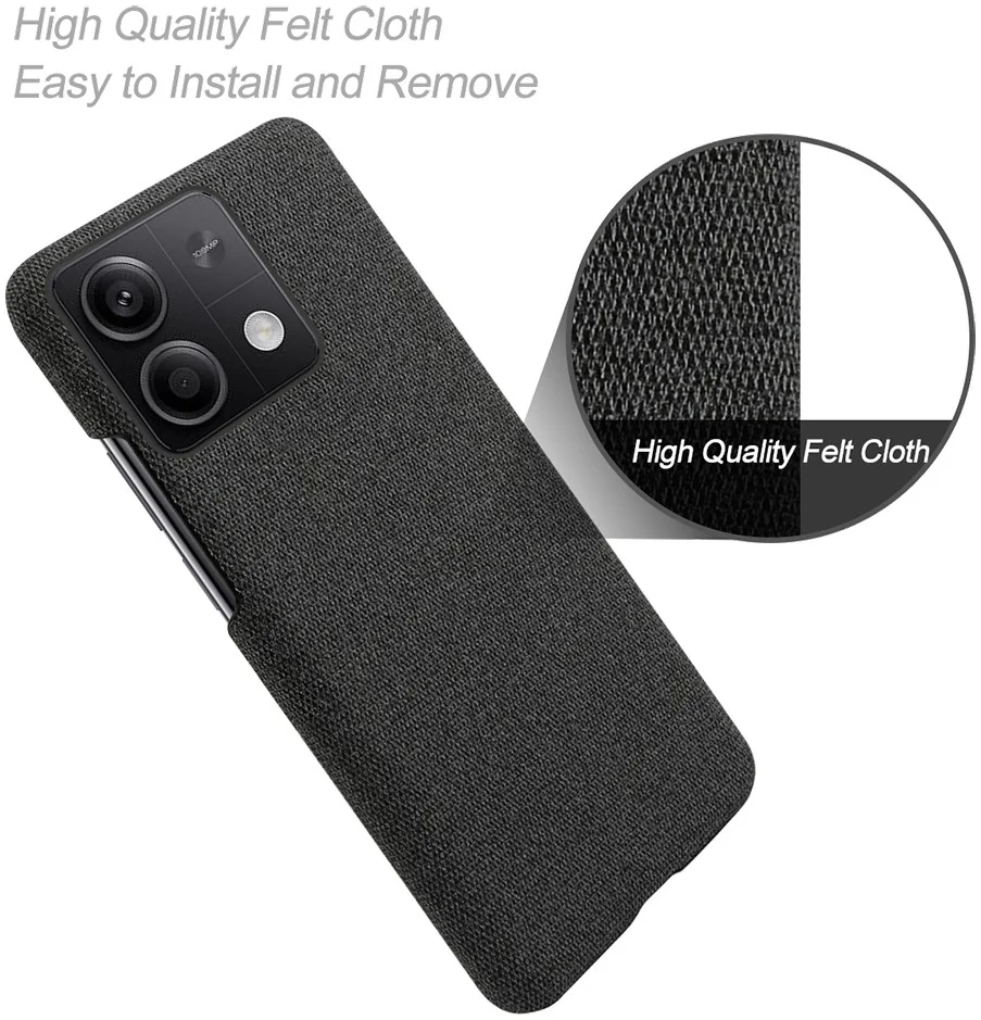 Xiaomi Redmi Note 13 5G Hoesje met Stoffen Afwerking Back Cover Zwart afbeelding 6
