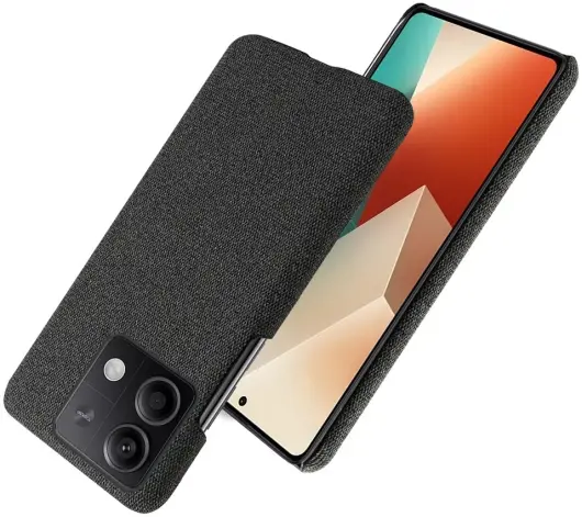 Xiaomi Redmi Note 13 5G Hoesje met Stoffen Afwerking Back Cover Zwart afbeelding 2