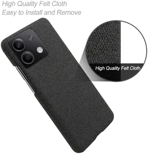 Xiaomi Redmi Note 13 5G Hoesje met Stoffen Afwerking Back Cover Zwart afbeelding 6