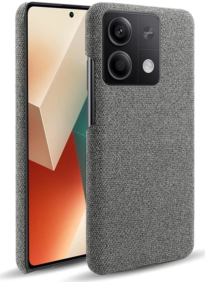 Xiaomi Redmi Note 13 5G Hoesje met Stoffen Afwerking Back Cover Grijs afbeelding 1