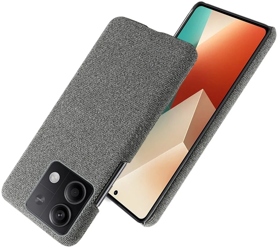Xiaomi Redmi Note 13 5G Hoesje met Stoffen Afwerking Back Cover Grijs afbeelding 2