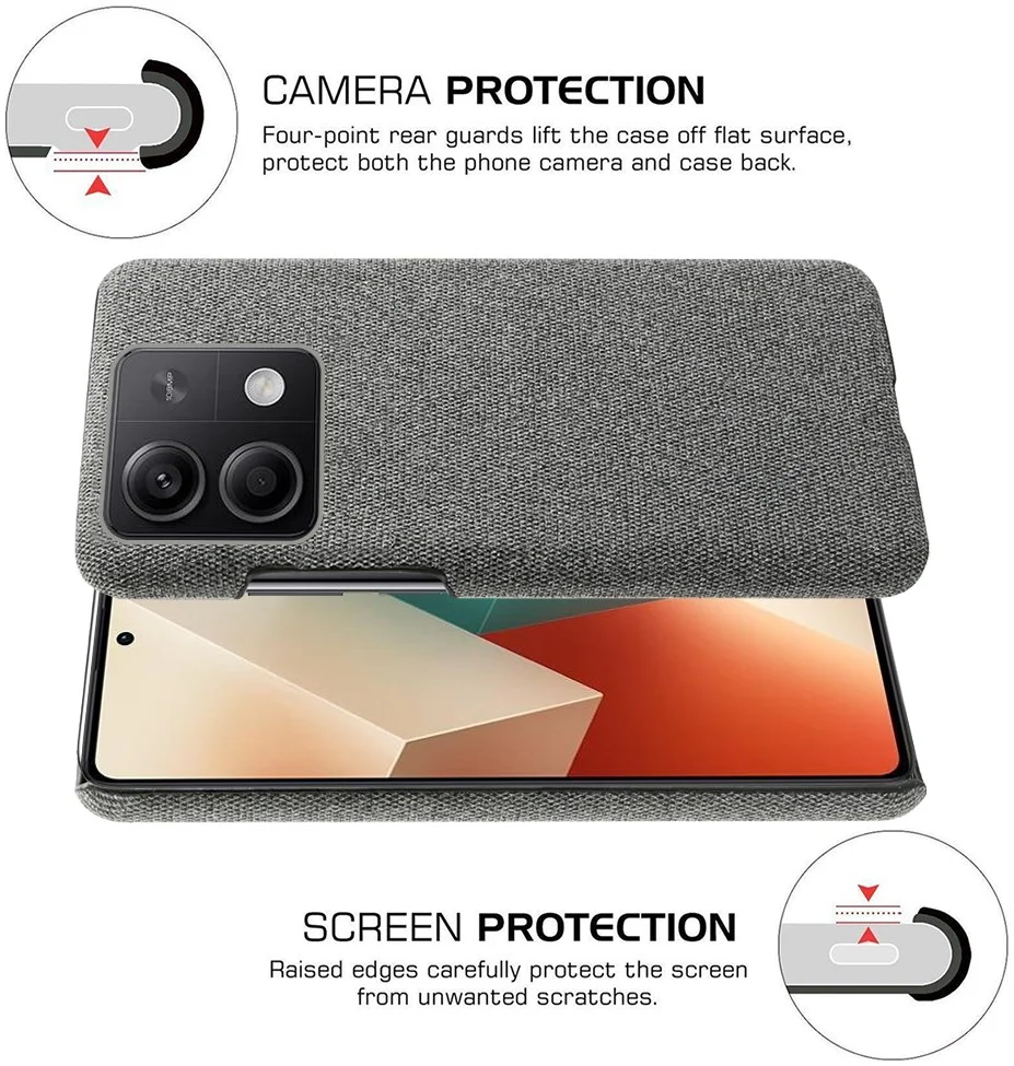 Xiaomi Redmi Note 13 5G Hoesje met Stoffen Afwerking Back Cover Grijs afbeelding 5