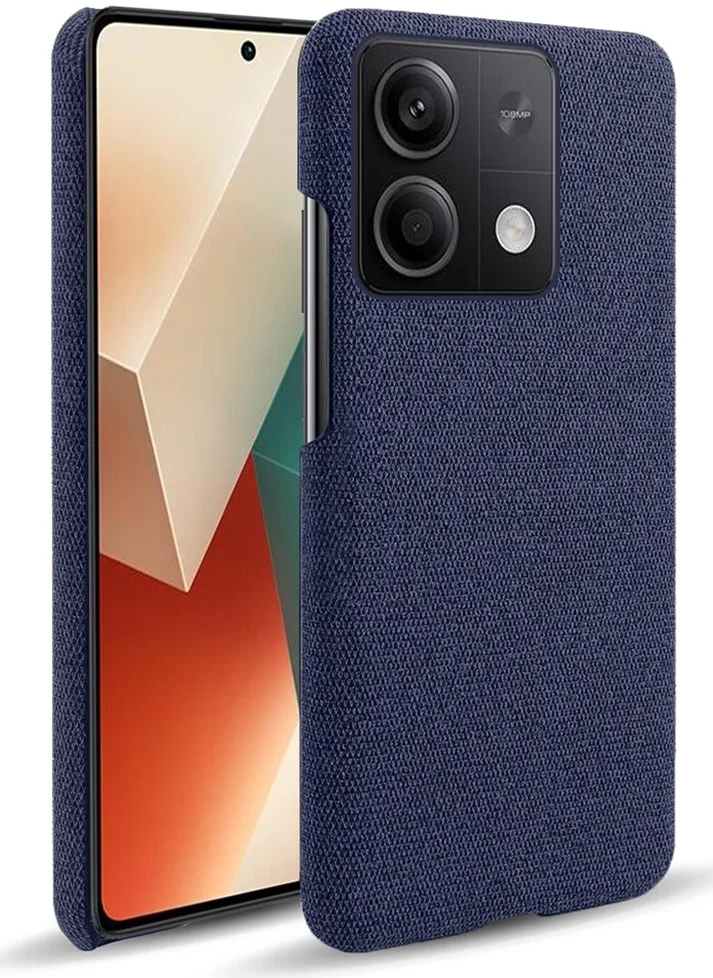 Xiaomi Redmi Note 13 5G Hoesje met Stoffen Afwerking Back Cover Blauw afbeelding 1