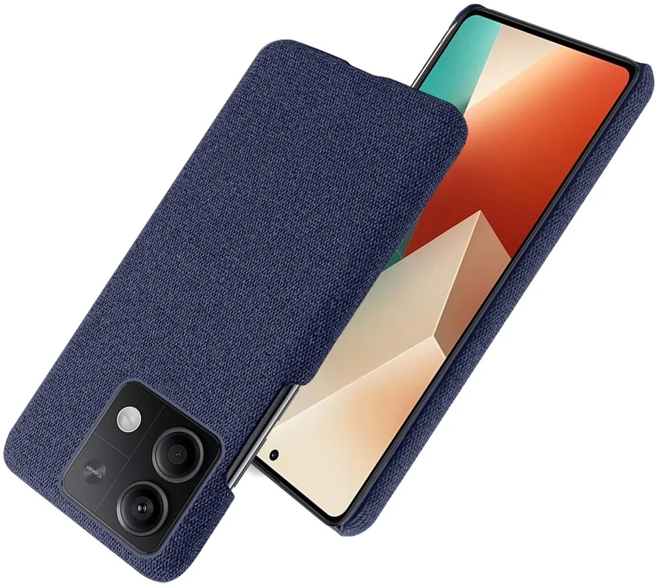 Xiaomi Redmi Note 13 5G Hoesje met Stoffen Afwerking Back Cover Blauw afbeelding 2