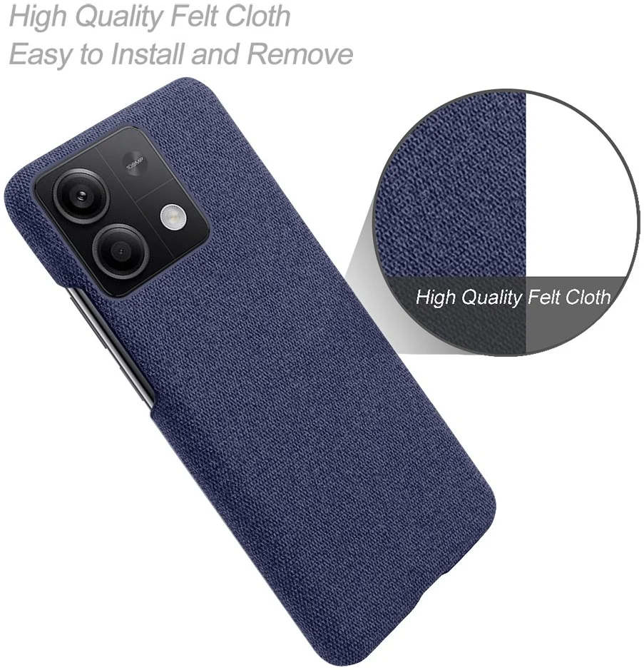 Xiaomi Redmi Note 13 5G Hoesje met Stoffen Afwerking Back Cover Blauw afbeelding 6
