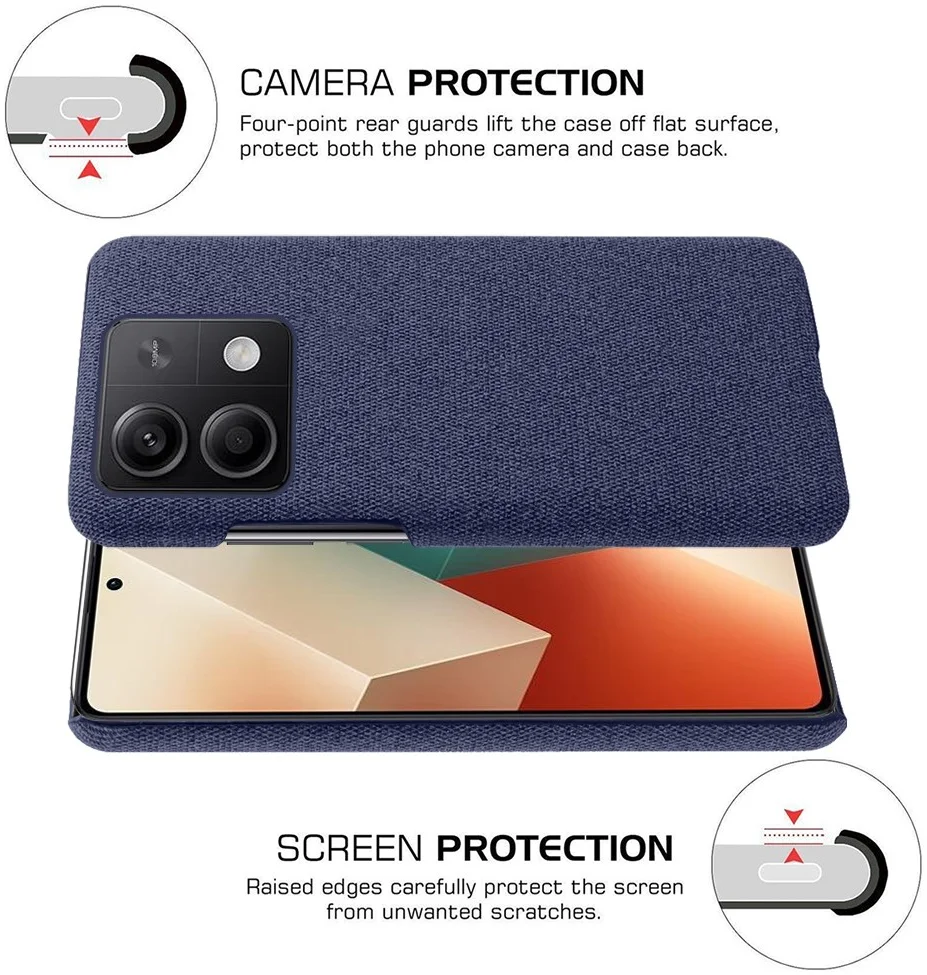 Xiaomi Redmi Note 13 5G Hoesje met Stoffen Afwerking Back Cover Blauw afbeelding 5