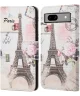Google Pixel 8a Hoesje Portemonnee Book Case Eiffeltoren Print