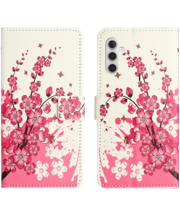 Samsung Galaxy A35 Hoesje Portemonnee Book Case Bloemen Print Hoesjes