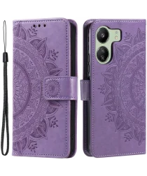 Xiaomi Redmi 13C / Poco C65 Hoesje Mandala Book Case Pasjeshouder Paars