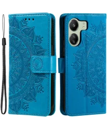 Xiaomi Redmi 13C / Poco C65 Hoesje Mandala Book Case Pasjeshouder Blauw