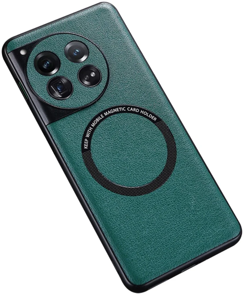 OnePlus 12 Hoesje MagSafe Kunstleer Back Cover Groen afbeelding 1