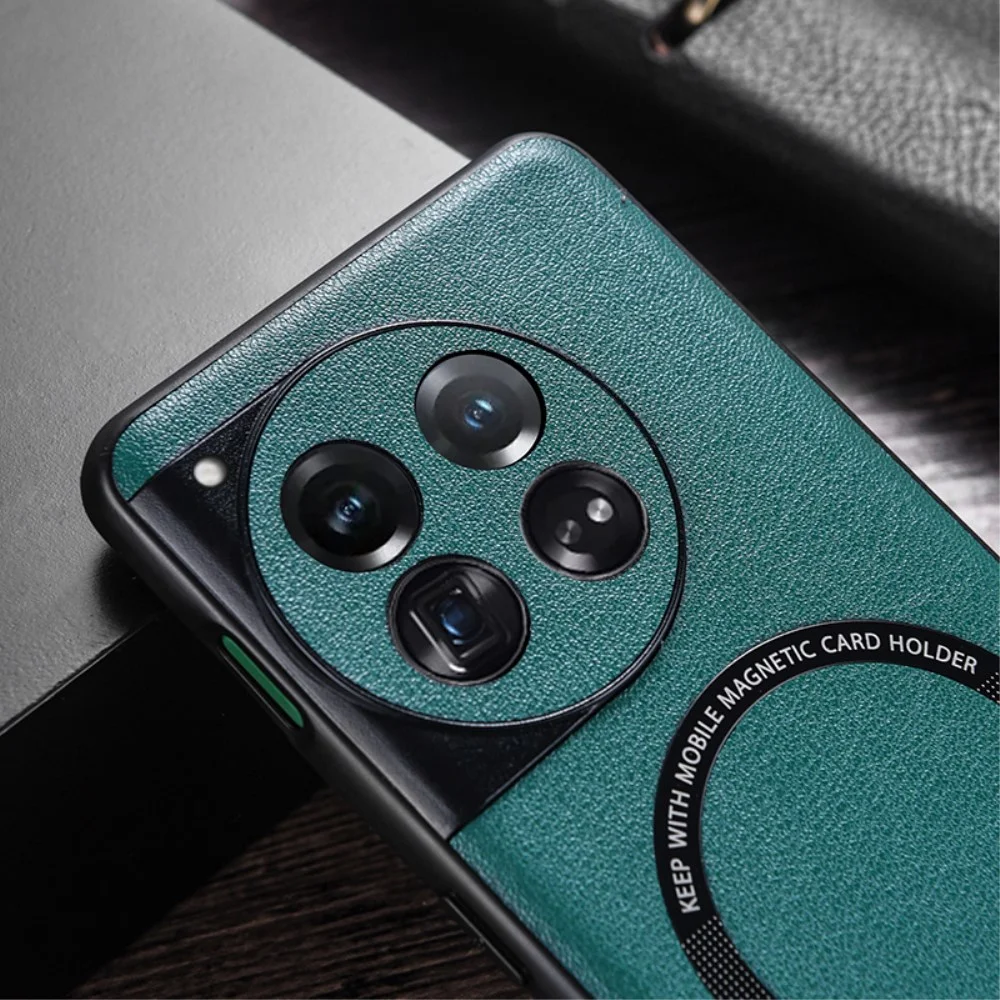 OnePlus 12 Hoesje MagSafe Kunstleer Back Cover Groen afbeelding 2