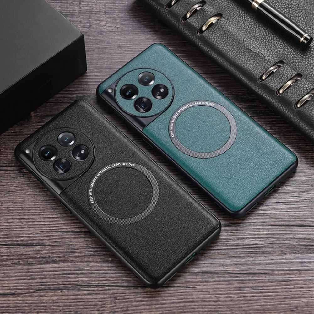 OnePlus 12 Hoesje MagSafe Kunstleer Back Cover Groen afbeelding 5