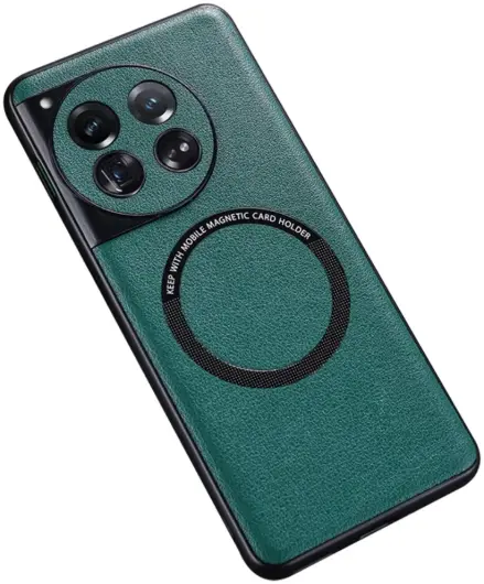 OnePlus 12 Hoesje MagSafe Kunstleer Back Cover Groen afbeelding 1
