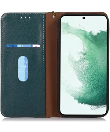 KHAZNEH Samsung Galaxy A35 Hoesje RFID Book Case Leer Groen Hoesjes