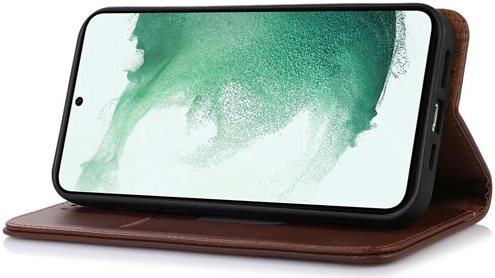 KHAZNEH Samsung Galaxy A35 Hoesje RFID Book Case Leer Bruin afbeelding 3