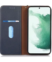 KHAZNEH Samsung Galaxy A35 Hoesje RFID Book Case Leer Blauw