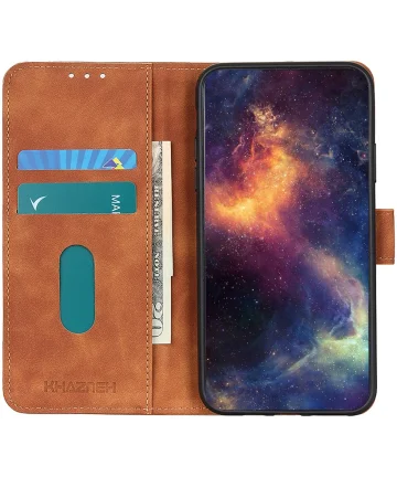 KHAZNEH Xiaomi Redmi Note 13 5G Hoesje Retro Wallet Book Case Bruin Hoesjes