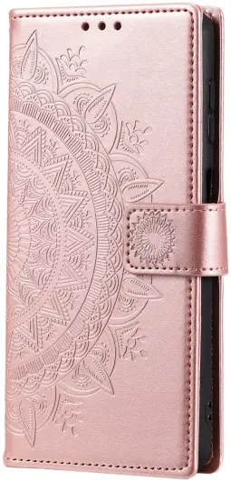 Samsung Galaxy A55 Hoesje Mandala Book Case met Pasjeshouder Roze Goud afbeelding 5