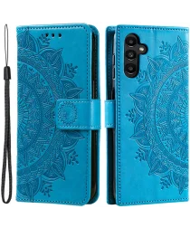 Samsung Galaxy A55 Hoesje Mandala Book Case met Pasjeshouder Blauw