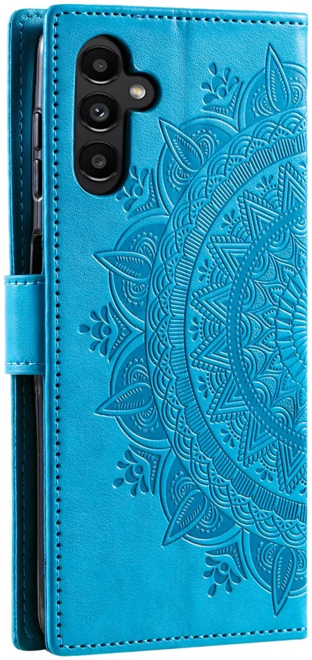 Samsung Galaxy A55 Hoesje Mandala Book Case met Pasjeshouder Blauw afbeelding 6