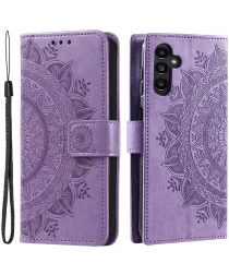 Samsung Galaxy A55 Hoesje Mandala Book Case met Pasjeshouder Paars