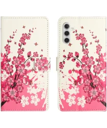 Samsung Galaxy A55 Hoesje Portemonnee Book Case Bloemen Print