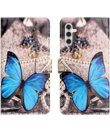 Samsung Galaxy A55 Hoesje Portemonnee Book Case Vlinder Print Hoesjes