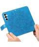 Samsung Galaxy A35 Hoesje Bloemen Book Case met Pasjeshouder Blauw