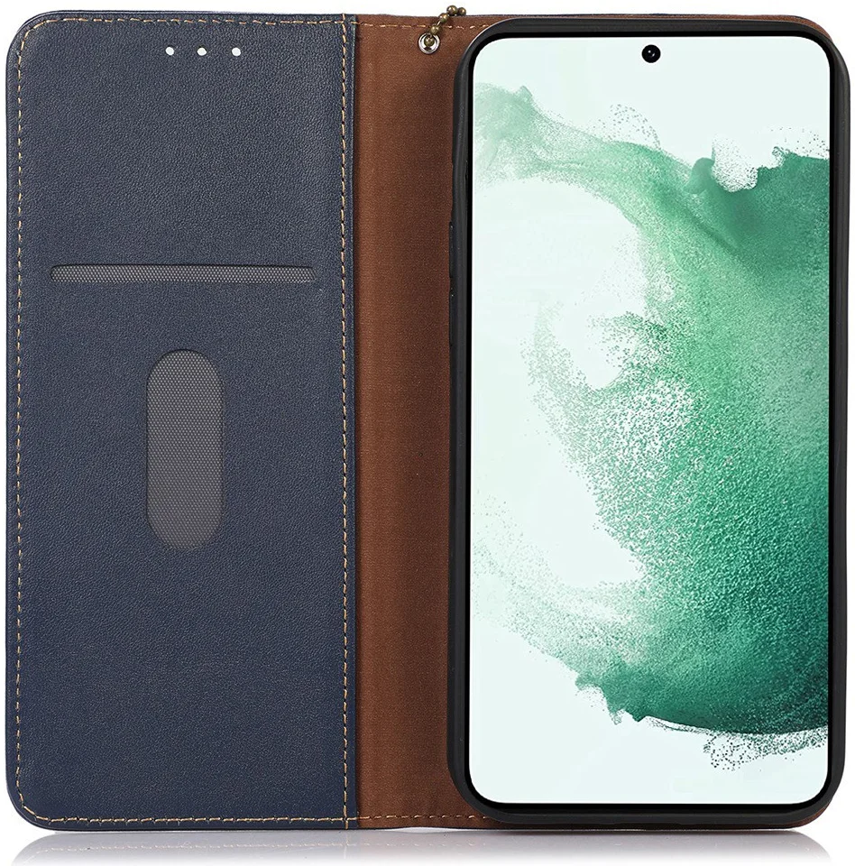 KHAZNEH Samsung Galaxy A55 Hoesje RFID Book Case Leer Blauw afbeelding 1